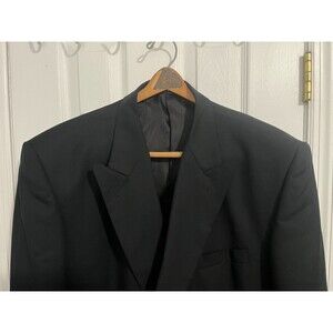 Size 2XL - Enrico Castelli Black Pinstripe Blazer 48L 100% Worsted Wool 6 Button